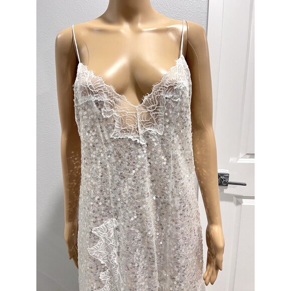 ZARA WOMAN NWT SS24 SEQUIN CAMISOLE LACE DRESS WHITE SILVER SIZE LARGE 5919/808 - Picture 7 of 16